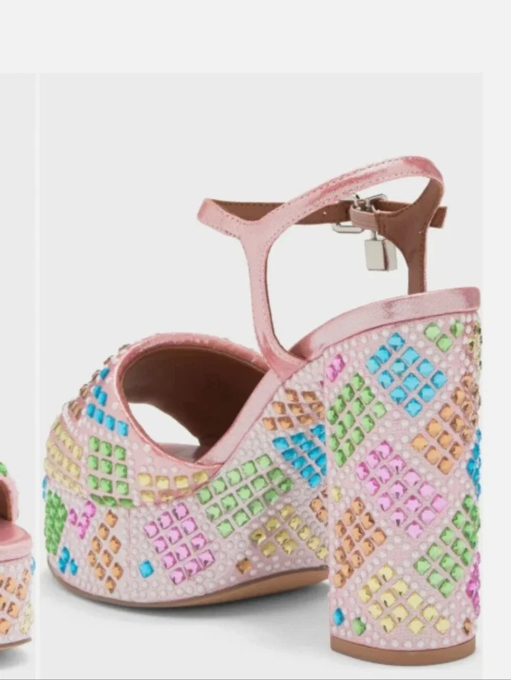 Kurt Geiger London Brixton Platform Heel Sandal Shoe Pink Embellished Sz 9.5